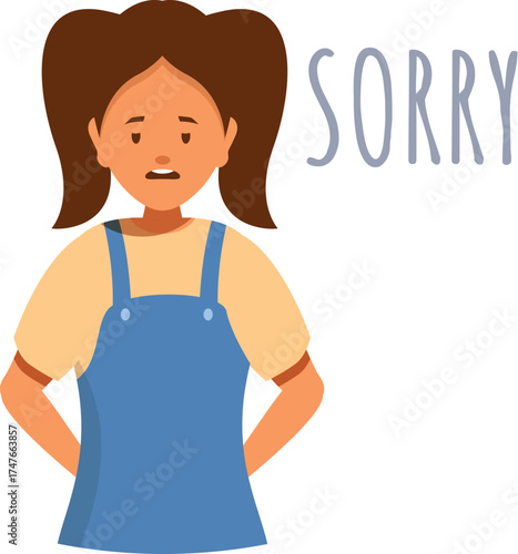Guilty child expressing regret and remorse, asking for forgiveness with a sorrowful expression