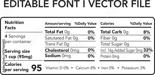 Nutrition facts template, Supplement facts Horizontal template ,Nutrition list information


