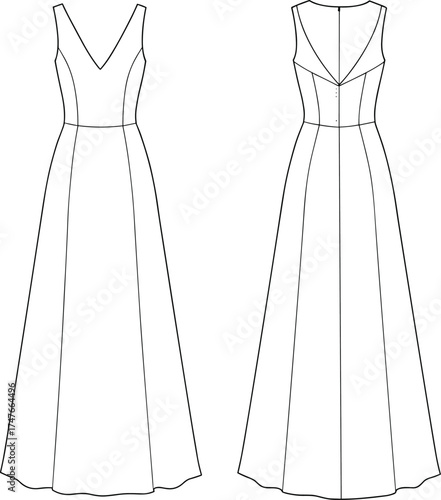dress outline front and back view clip art preview