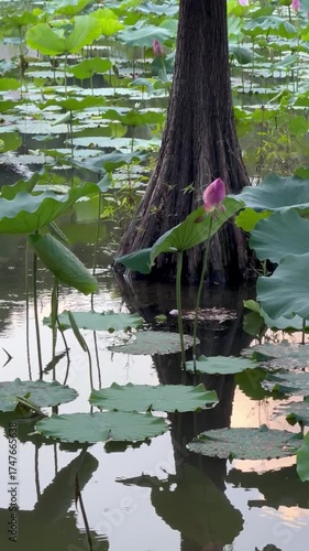a lotus leaf of a pond