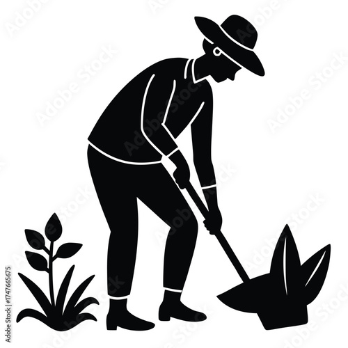 person gardening doing work on white background