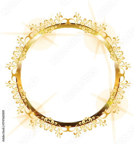 Elegant Golden Frame with Ornate Gold Decoration and Luxury Border Design for Invitation, Poster, or Certificate