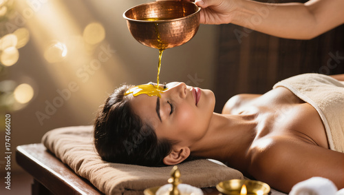 Relaxing ayurvedic oil massage therapy for wellness and relaxation.