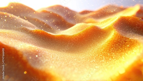 Golden shimmering waves, sparkling, abstract surface