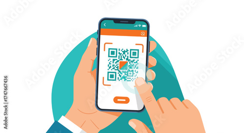 Person holding smartphone scanning QR code for digital payment.