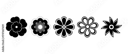 Flower icons set isolated on a white background. Flower simple icon. Vector illustration