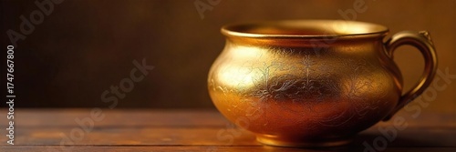 Gleaming Gold Pottery Artisan Ceramic Art with Luxurious Texture and Warm Lighting, Perfect for Elegant Home Decor