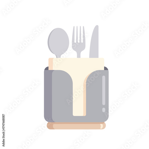 Stylish flatware set in a modern holder offers an elegant dining experience for your next meal at home or in a restaurant