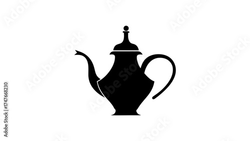 Elegant Moroccan teapot illustration, perfect for adding a touch of cultural charm to your designs, ideal for travel blogs and culinary projects