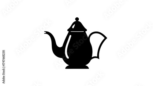 Sleek teapot illustration perfect for tea lovers, cafe branding, or elegant kitchen designs, bringing a touch of sophistication to any project