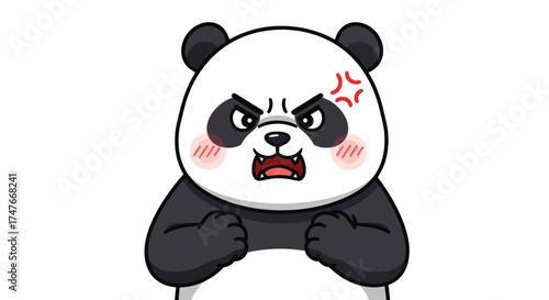 Angry Panda Bear Cartoon Character Expressing Frustration.