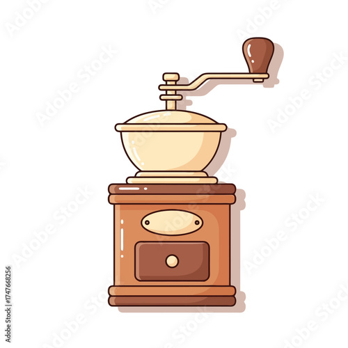 Vintage coffee grinder illustration for your rustic kitchen decor or creative cafe branding project today