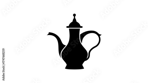 Elegant antique coffee pot silhouette for traditional designs, a timeless symbol of hospitality and rich cultural heritage, perfect for branding and heritage projects