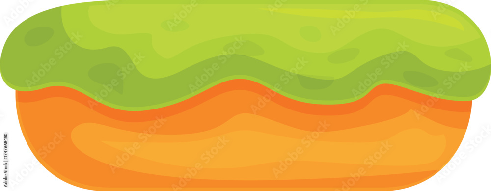 Fototapeta premium Delicious pistachio eclair covered with sweet green icing isolated on white background