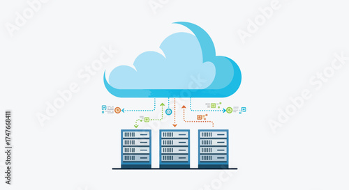 Cloud Computing Servers Data Storage Network Connection.