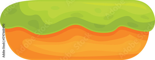 Delicious pistachio eclair covered with sweet green icing isolated on white background