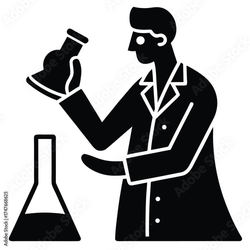 researcher doing his job vector icon on white back