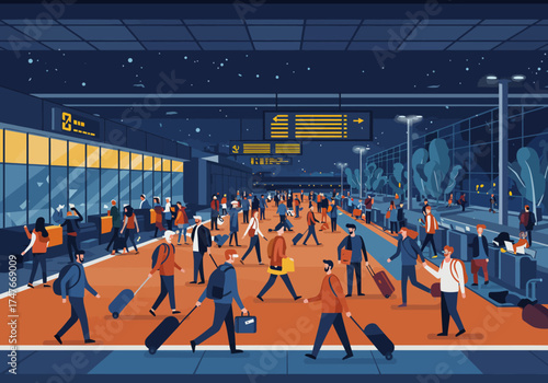 crowd of people in the airport