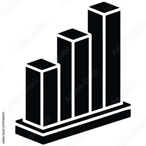 stacked bar chart vector icon white background
