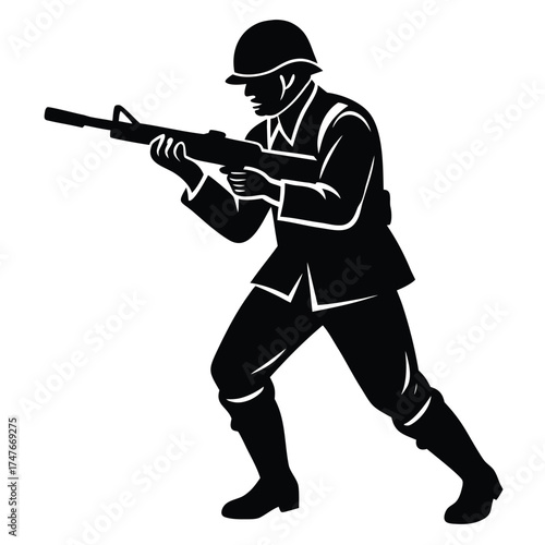 soldier doing work on white background
