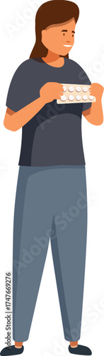Woman holding medicine blister pack, representing healthcare, treatment, and pharmaceutical industry