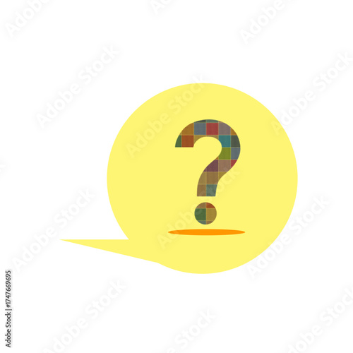 Colorful question mark in a yellow speech bubble PNG with a transparent background