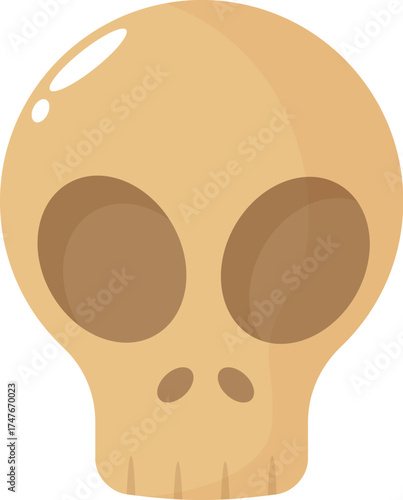 Cartoon skull with big eye sockets and small nose holes, perfect for halloween projects
