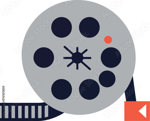 Retro film reel cinema projector reel movie projector equipment vector