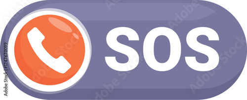 Emergency sos button with phone symbol is ready for urgent call in dangerous situation