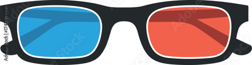 Red blue 3d glasses for cinema movie viewing entertainment vector