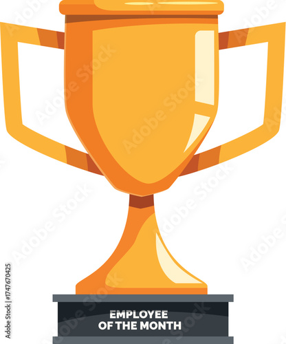 Shiny gold trophy awarded to the best employee of the month, celebrating outstanding performance and workplace success