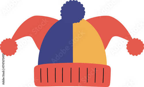 Jester hat festive fun colorful medieval costume accessory vector