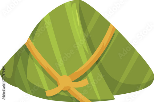 Traditional chinese rice dumpling wrapped in bamboo leaves, symbolizing the dragon boat festival