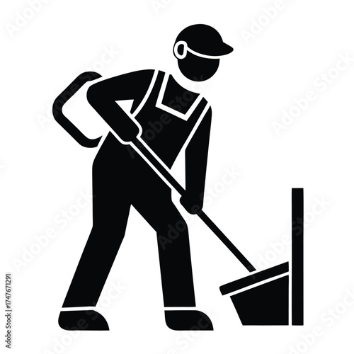 worker doing his job vector icon on white backgrou