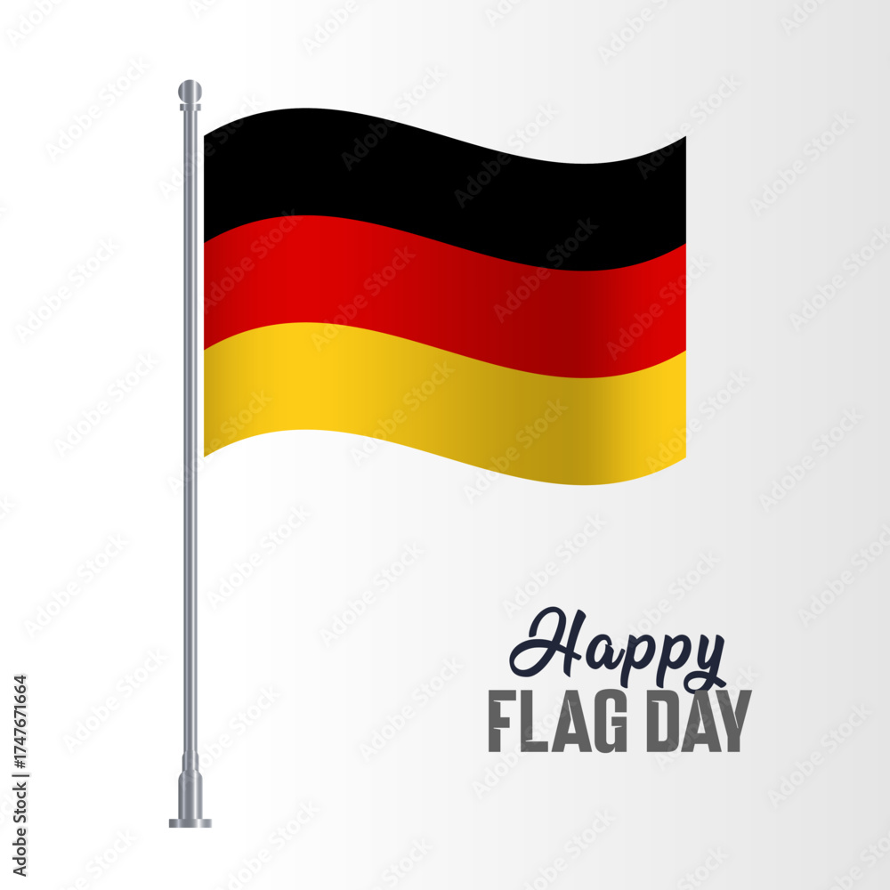 Fototapeta premium Germany Flag Pole Vector Illustration Wavy Flag Pole Happy Flag Day