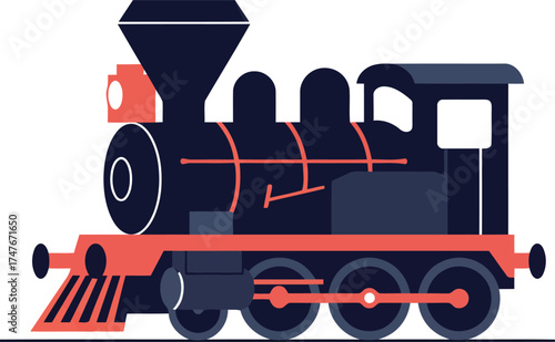 Vintage steam locomotive graphic illustration train transportation vector