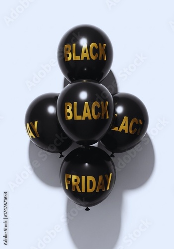 Black balloons with white background - Black friday background Concept 
