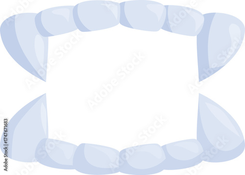 Cartoon style vampire teeth bared in a menacing grin, ideal for halloween themed designs