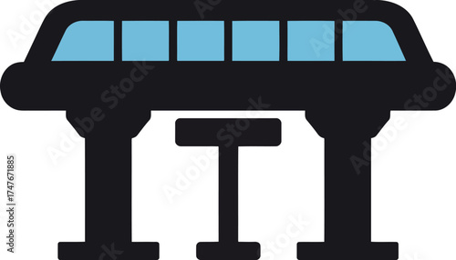Futuristic elevated train station platform design vector