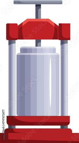Traditional press machine squeezing grapes to produce high quality wine, showcasing the winemaking process