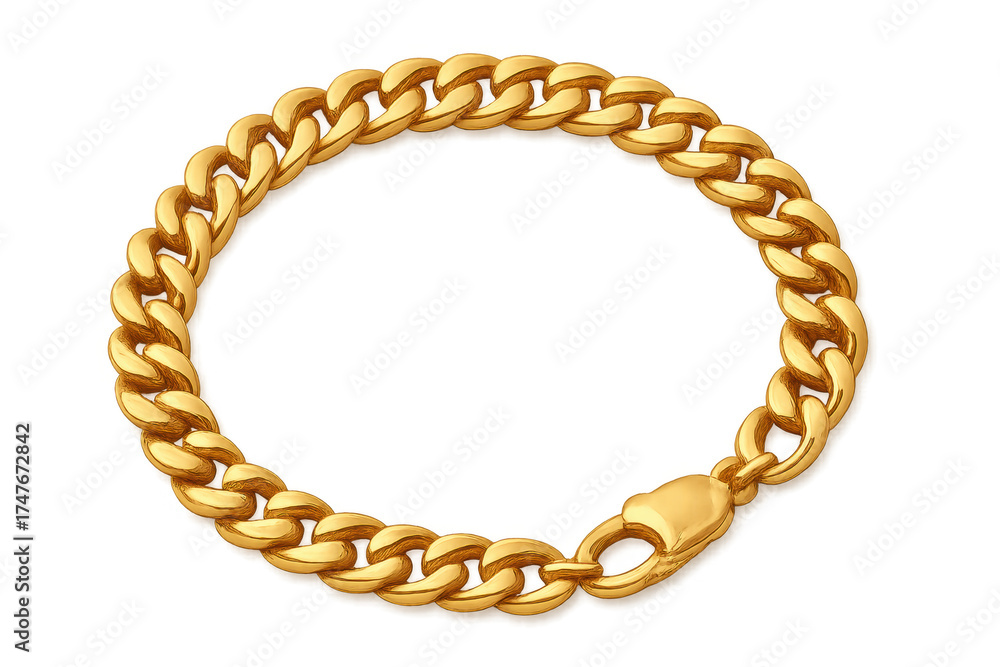 Obraz premium Gold chain bracelet with rich texture on transparent background