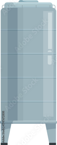 Industrial tank storing liquids or gases, used in various industries such as food processing, chemical manufacturing, and oil refining