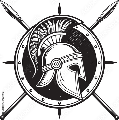 medieval shield and sword icon illustration