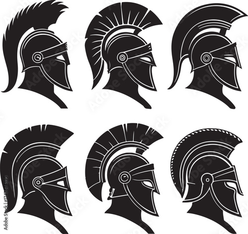 Set of black and white tribal tattoos and masks vector illustration