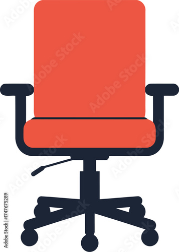 Modern office chair red ergonomic swivel for workspace comfort vector