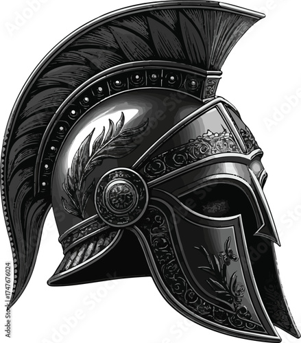 Medieval and Viking helmets with swords isolated on white background