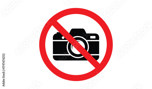 No photography allowed symbol with camera icon and red circle