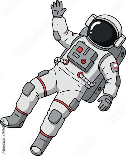 Astronaut floating space adventure cosmic exploration discovery vector