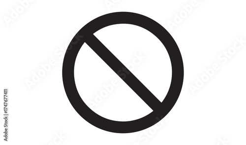 Black oval shape with a diagonal line through it on a white background