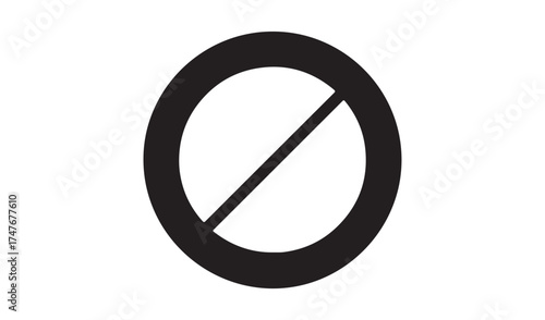 Black prohibition symbol on white background